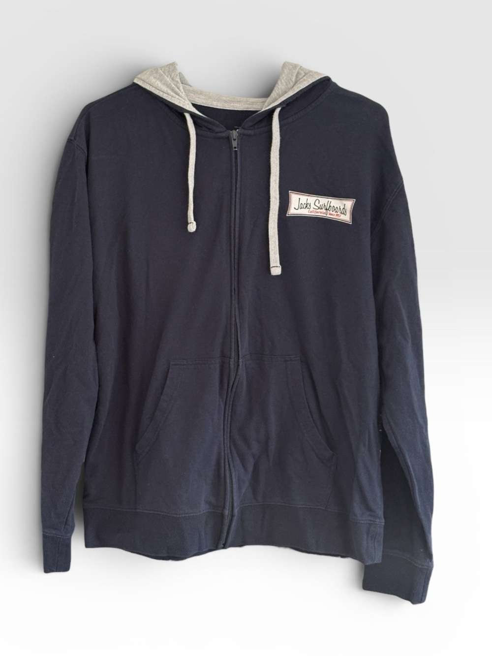 Jacks Surfboards Navy Zip Mens Hoodie Jacket Size Medium